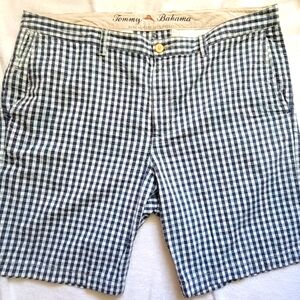 Tommy Bahama Checked Cotton Shorts 40 Blue Green